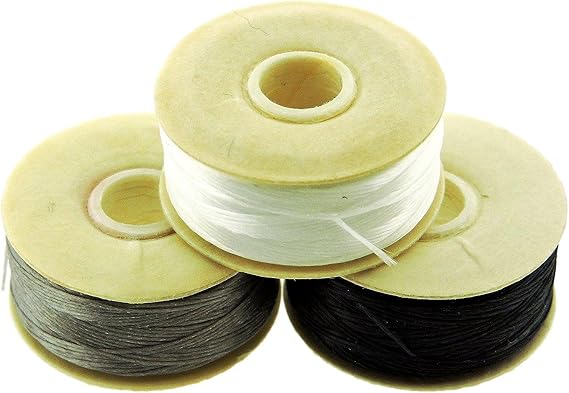 Nymo Nylon Beading Thread Size D for Delica Beads, 64 Yards per Bobbin, White, Grey & Black. (Multicolor)