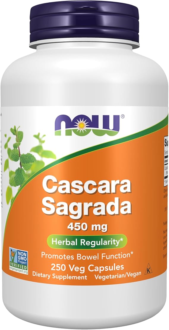 NOW Supplements, Cascara Sagrada 450 mg, Herbal Regularity*, 250 Veg Caps