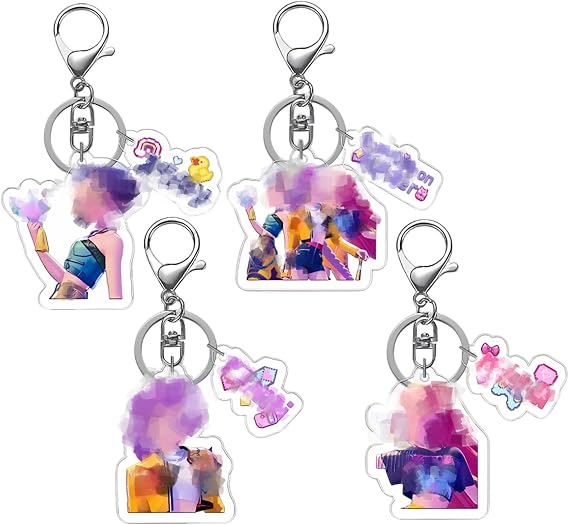 4Pcs K P0P Keychains with Storage Box, Double-Sided Anime Keyring For Fans Keychain Party Favors Birthday Party Supplies, Pendant Gift Fillers Key