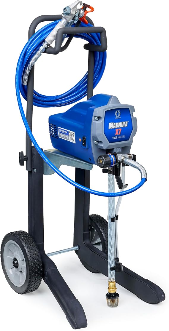 Graco Magnum X7 Cart Airless Paint Sprayer, Interior & Exterior | Model 262805, Cart Design, Adjustable Pressure, 3000 PSI