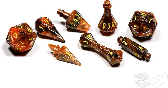 PolyHero Wizard 8 Dice Set Smoldering Ember