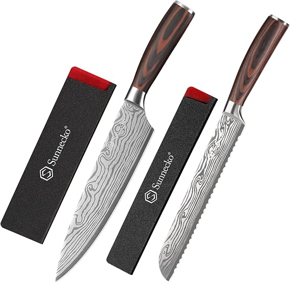 Chef Knife & Bread Knife with sheath
