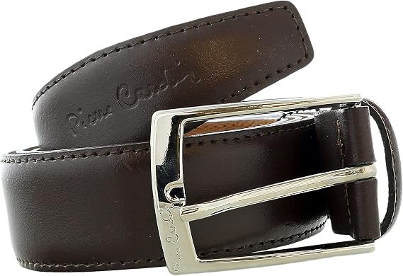 Pierre Cardin Dark Brown Classic Silver D-Ring Adjustable Belt Adjustable Mens Belt-34