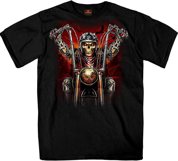 Hot Leathers GMS1551 Mens SS JP Skull Rider Graphic T-Shirt Biker Skull Motorcycle Tee