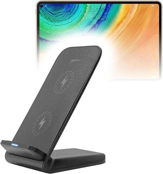 BoxWave Charger Compatible with Huawei MatePad Pro 5G - Wireless QuickCharge Stand (15W), Desktop Viewing Wireless Charging - Jet Black