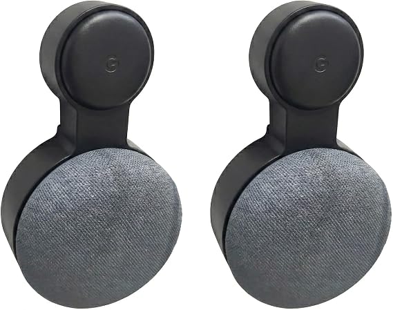 Google Nest Mini Wall Mount Holder 2nd Generation Exclusive Wall Mount with Cable Storage Speaker Stand, No Drilling, Easy Space Saving, Apply to Kitchen, Bedroom, Bathroom Black, 2 Pack