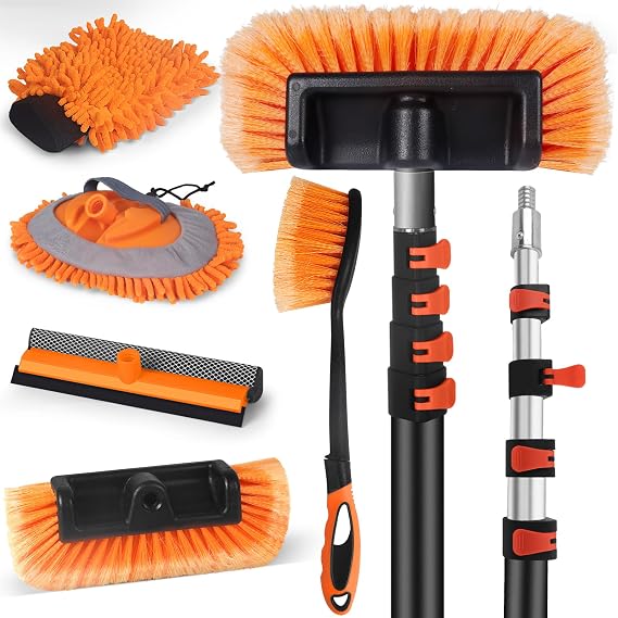 Car Wash Brush with Long Handle,Car Clean Kit with Extension Pole
