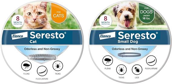 Seresto Small Dog for Dogs Under 18 lbs. & Seresto for Cats Vet-Recommended Flea & Tick Treatment & Prevention Collars | 8 Months Protection Each