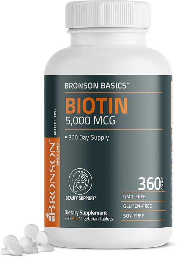 Bronson Biotin 5,000mcg Hair Skin and Nails Vitamins, 360 Tablets