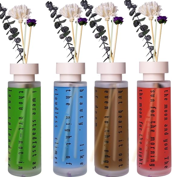 ikeda fragrance Reed Diffuser Set of 4Pcak/20.28 Fl.oz, Home Fragrance Diffuser with 16 Sticks, Bathroom Air Freshener,Scented Oil Diffusers for Home & Office