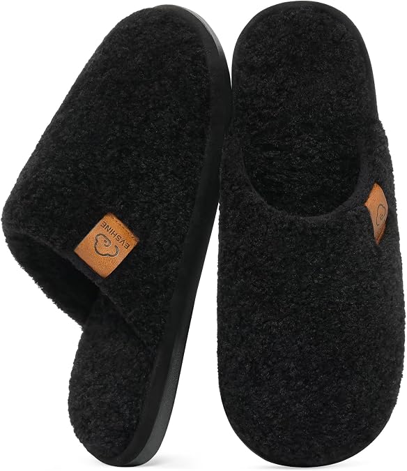 Evshine Fuzzy House Slippers for Women with Comfortable Memory Foam