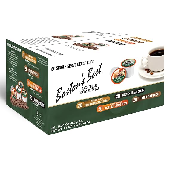 Bostons Best - Decaf Assortment Flavored Coffee Blends, Dessert Gourmet, Compatible with Keurig Coffee Maker, 1 Count (80 Single Serve Medium Roast Cups)