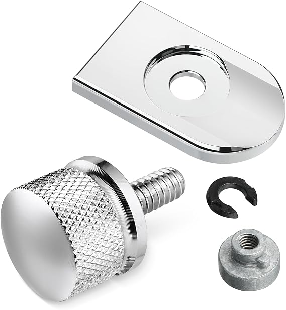 Amazicha Chrome Stainless Steel Seat Bolt Nut Tab Screw Mount Knob Cover Compatible for Harley Davidson Sportster Softail Touring Dyna 1997-2026