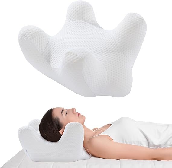 MABOZOO Air Layer Fabric Face Pillow, Ergonomic Beauty Cervical Pillow for Neck, Shoulder Comfort Support, Memory Foam Contour Cushion for Side, Back and Stomach Sleepers