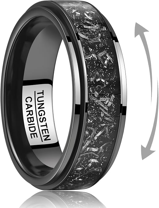 TUNGSTORY 8mm Tungsten Fidget Rings For Men