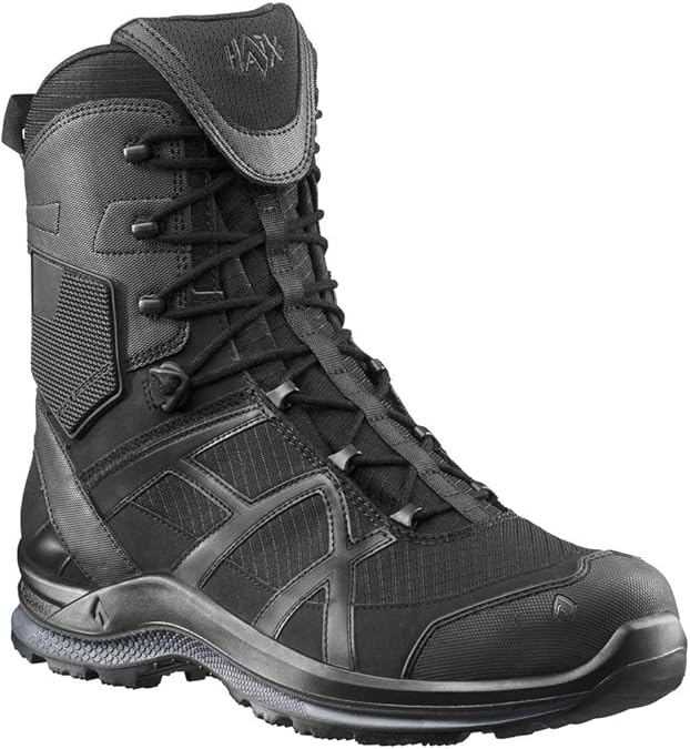 HAIX Black Eagle Athletic 2.0 T High Side Zip Boots For Men - Anti-Slipe Sole, Ankle Protection, Black Tactical Boots For Men