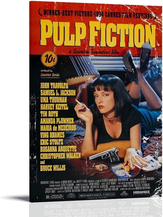 Shuei Pulp Fiction Movie Poster for Bedroom Aesthetic Canvas Art Wall Decor 20x30inch(50x75cm)