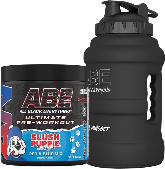 Applied Nutrition Bundle ABE Pre Workout 375g + JUG 2.5 LT Matt Black | All Black Everything Pre Workout Powder, Energy & Physical Performance with Creatine, Beta Alanine (Slush Puppie)