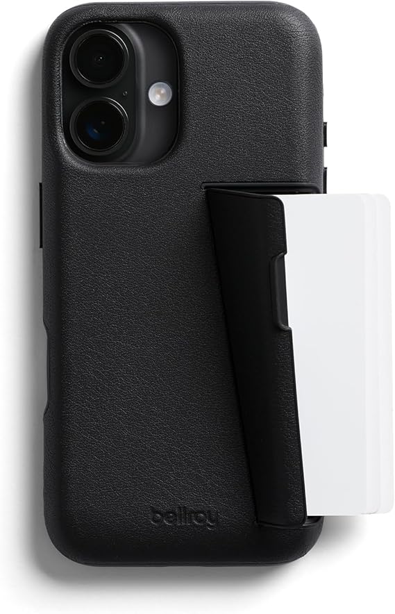 Bellroy Phone Case 3 Card for iPhone 16 (Leather iPhone case, Phone Wallet) - Black
