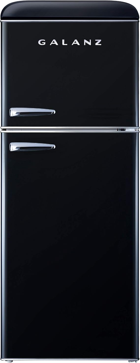 Galanz GLR46TRDER Retro Compact Refrigerator with Freezer Mini Fridge with Dual Door, Adjustable Mechanical Thermostat, 4.6 Cu Ft, Black
