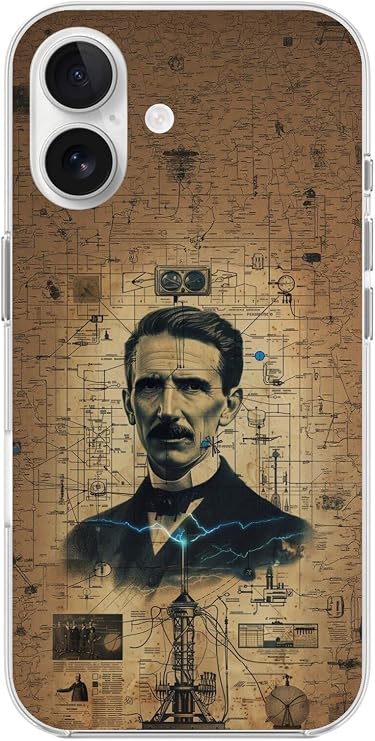 iPhone 16 Uyumlu Şeffaf Kılıf Nicola Tesla Tasarımlı