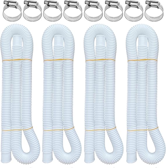 Replacement Pool Hose,4 Pack 1.25" Diameter Accessory Pool Pump Replacement Hose 59” Long for Above Ground Pools - Filter Pump Hose Bundled with 8 Metal Clamps (4)