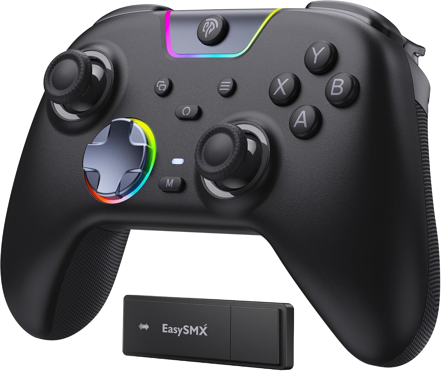 EasySMX X05 Pro Wireless Controller for PC Ergonomic Skin-Like Grip, Quiet-Touch Low-Noise Buttons, Dual Triggers, Hall Joysticks, 2 Programmable Buttons, RGB, 1000mAh Battery