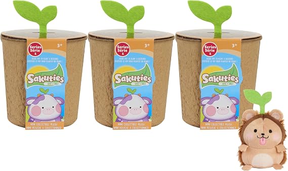 Sakuties Mini Collectible Stylized Plush Stuffed Animals, 3-pack Blind Collectible, Toys for Ages 3 Up by Just Play