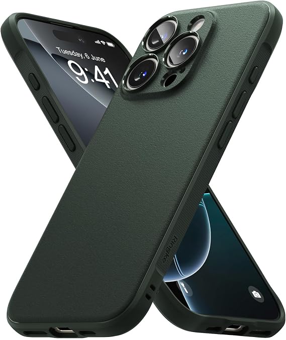 Ringke Onyx for iPhone 16 Pro Case, [Feels Good in The Hand] Oil & Dirt Resistant, Individual Lens Covers for Cameras, Non-Slip Enhanced Grip Lightweight Cover - Dark Green