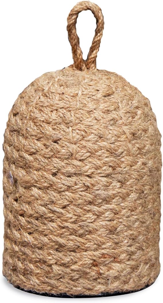 PEMAR Handwoven Jute Door Stopper with Handle Weighted Door Stop for Indoor Use, Floor-Friendly Felt Base, Warm Handcrafted Home Accent (5.2 lb)