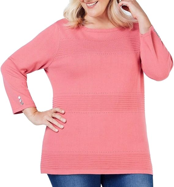Karen Scott Plus Size Cotton Pointelle Sweater