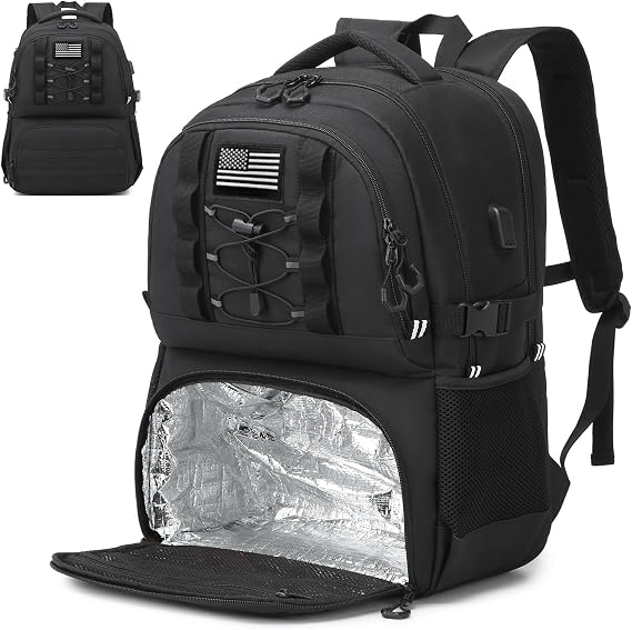 40L Laptop Lunch Backpack for Men with Lunch Compartment and USB Port
