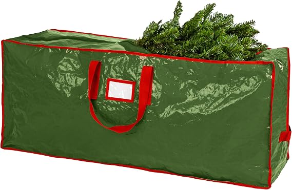 Christmas Tree Storage Bag - Stores 7.5 Foot Artificial Xmas Holiday Tree, Durable Waterproof Material, Zippered Bag, Carry Handles, Protects Against Dust, Insects and Moisture (Green)