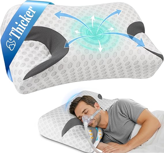 IKSTAR CPAP Pillow for Side Sleeper, Sleep Apnea Pillow for Sleeping, CPAP Nasal Pillows Suit for All CPAP Masks User, Cervical Memory Foam Neck Support Pillow Relief Neck Pain for Side Back Sleepers