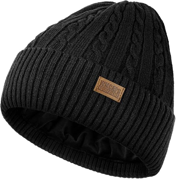 Wmcaps Fleece Lined Cable Knit Beanie, Warm Winter Twist Hat Unisex