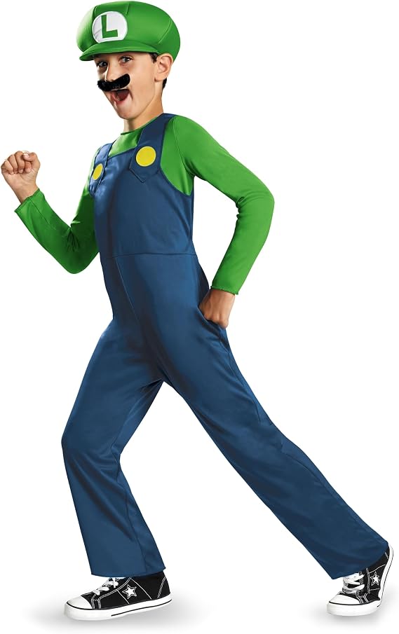 Disguise Nintendo Luigi Costume for Kids, Officially Licensed Super Mario Brothers Boys Costume, Child Size (10-12)