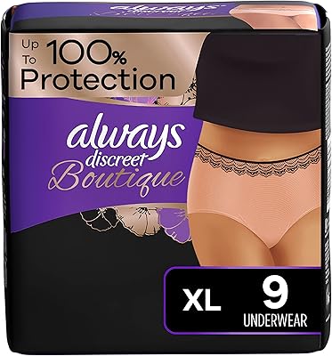 Always Discreet Boutique Incontinence Underwear Maximum Protection XL - 9 Disposable Incontinence Protective Underwear - Peach - Extra Large, Rose