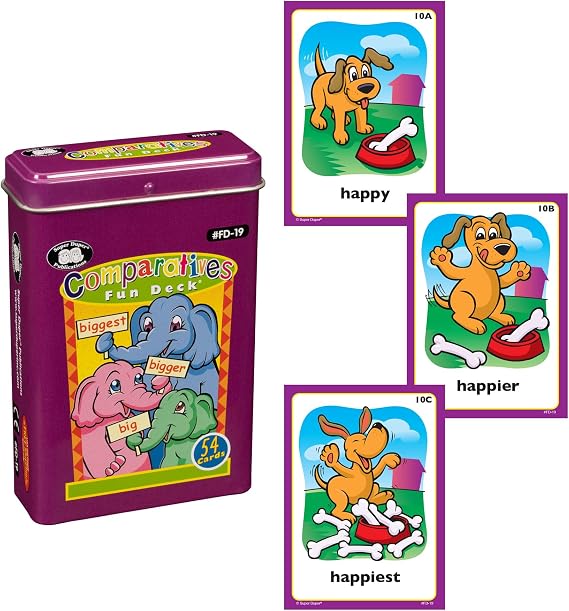 Super Duper Publications | Comparatives Fun Deck Flash Cards | Educational Learning Resource for Children