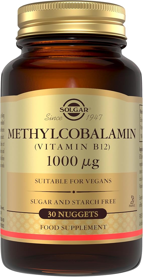 Solgar Methylcobalamin (Vitamin B12) 1000 µg Nuggets | Energy Support Supplement - Easy to Take, Dissolvable Nuggets - Vegan Formula, High Absorption - Pack of 30 Nuggets