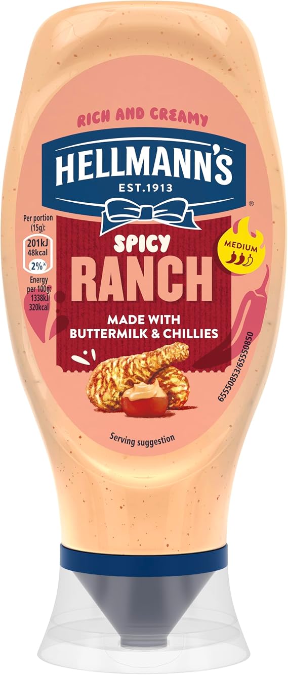 Hellmann's Spicy Ranch Sauce made with Buttermilk & Chillies add a fiery kick to any dish 430 ML