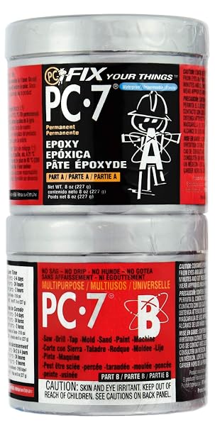 PC Products PC-7 Epoxy Adhesive Paste, Two-Part Heavy Duty, 1/2lb in Two Cans, Charcoal Gray 87770
