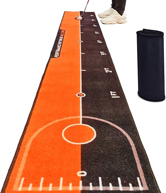 Golf 10ft Putting Mats Alignment Aid Training Green Putter Swing Trainer Anti-Slip Golf Training Aid Indoor Outdoor for Golfer Sports Practice Mat