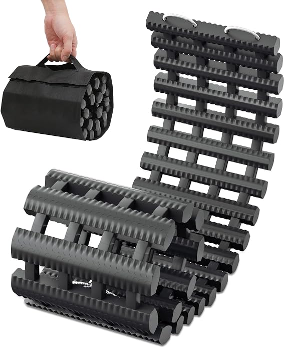 Magshion 32" Tire Traction Mat, Heavy-Duty Recovery Board for Snow, Ice, Mud & Sand, Off-Road Vehicle Traction Tracks with Storage Bag Car, Truck & SUV Emergency Tire Grip Aid