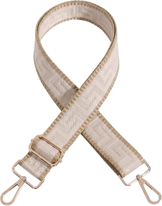 Bag Strap - Wide Adjustable Bag Straps for Crossbody Handbags, Replacement Shoulder Handbag Straps, Geometric Pattern Handbag Strap for Bag Replacement Women Men (Beige)