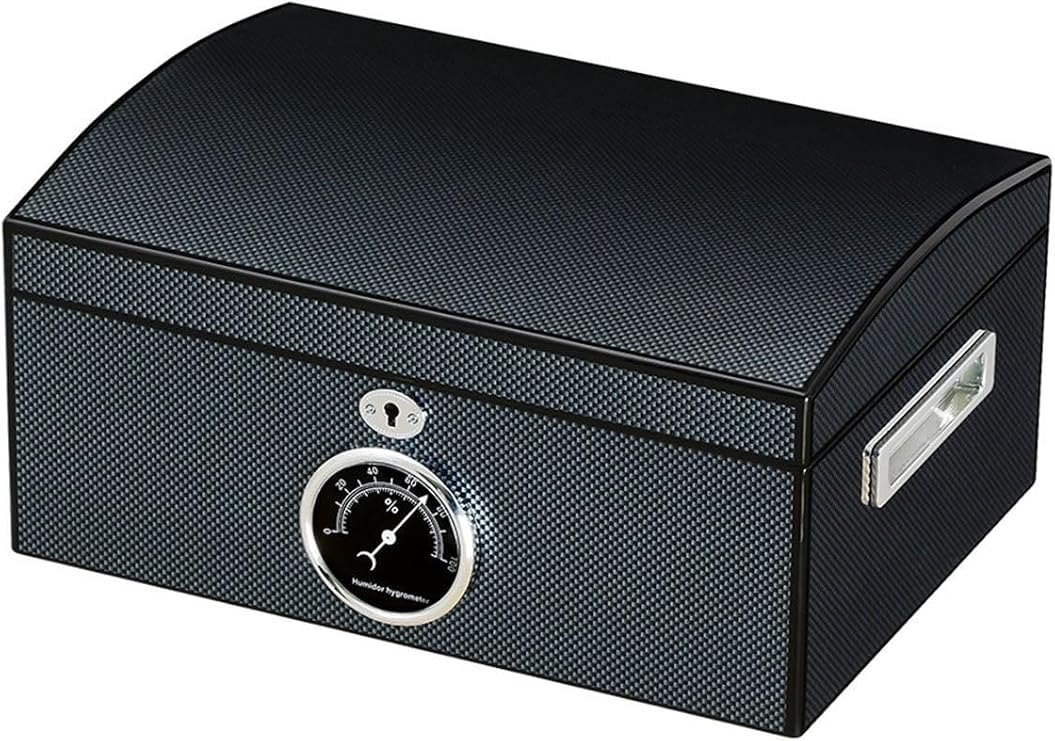 Black Carbonfiber 2 Tier Humidor Cigar Box Rc05