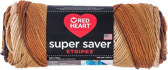 RED HEART Super Saver yarn, Latte Stripe