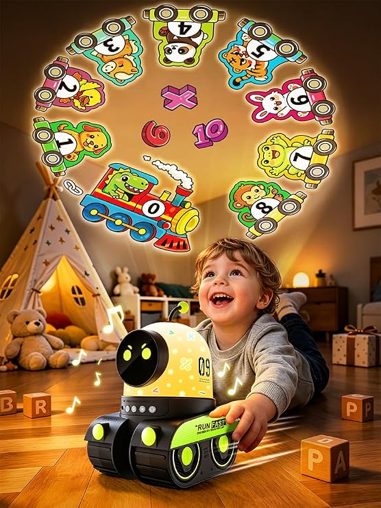 Montessori Toys for Boys 1-3 Year Old Gifts,19 Films Train Projector Light