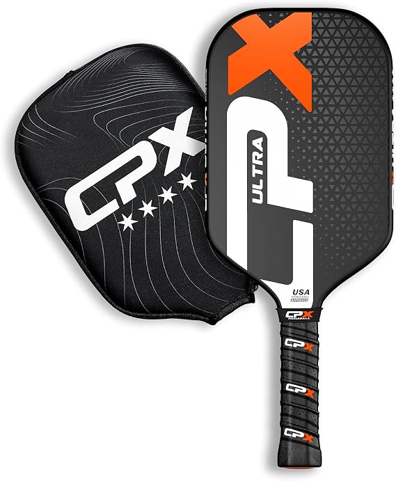 CPX Ultra Series Fiber-Reinforced Friction Surface Pickleball Paddle - 16mm Polypropylene Honeycomb Core, Lightweight for Speed