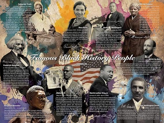 777 Tri-Seven Entertainment Famous Black History People Poster Series 01, 24"x18", Unframed, Multicolor