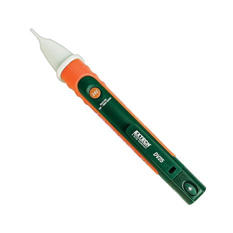 Extech DV25 Dual Range Non-Contact Voltage Detector - Adjustable AC Voltage Tester 12-600V & 100-600V, LED & Audible Alerts, CAT IV-1000V Safety, Pocket Clip